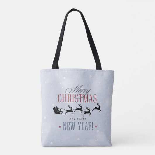 Kerstman en zijn vliegende rendierster Silhouette Tote Bag (Achterkant)