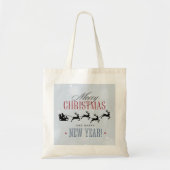 Kerstman en zijn vliegende rendierster Silhouette Tote Bag (Voorkant)