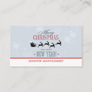 Kerstman en zijn vliegende rendierster Silhouette Visitekaartje