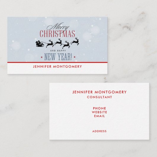 Kerstman en zijn vliegende rendierster Silhouette Visitekaartje (Voorkant / Achterkant)