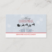 Kerstman en zijn vliegende rendierster Silhouette Visitekaartje (Voorkant)