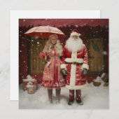 Kerstman en zijn vrouw feestdagenkaart (Voorkant / Achterkant)