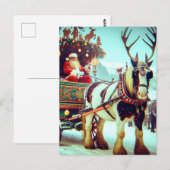 Kerstman en zijn Wagon Paard met gewei Briefkaart (Voorkant / Achterkant)