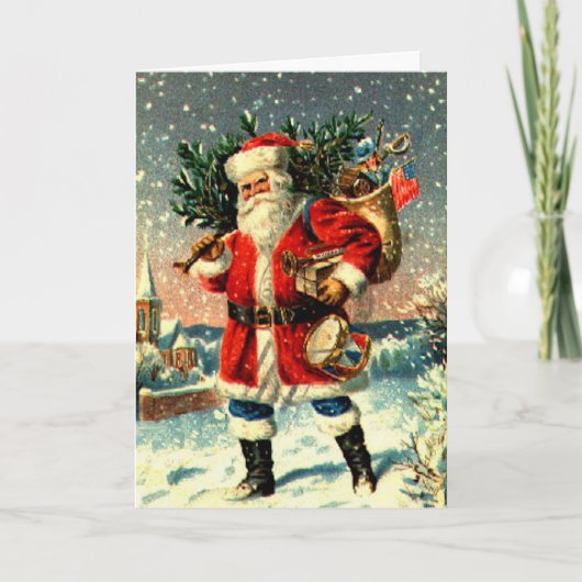 Kerstman en Zijn Waren Feestdagen Kaart (Voorkant)