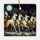 Kerstman en Zoi hert Keramisch Ornament (Voorkant)