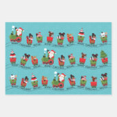 Kerstman en zwart meisje op trein inpakpapier vel (Voorkant)