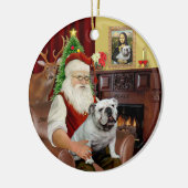 Kerstman-Engelse Bulldog Keramisch Ornament (Links)