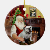 Kerstman-Engelse Bulldog Keramisch Ornament (Achterkant)