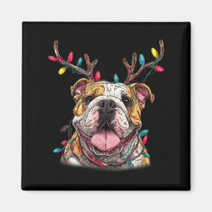 Kerstman Engelse Bulldog Rendier Licht Kerstmis  Magneet