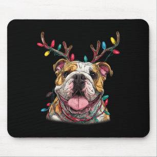 Kerstman Engelse Bulldog Rendier Licht Kerstmis Muismat