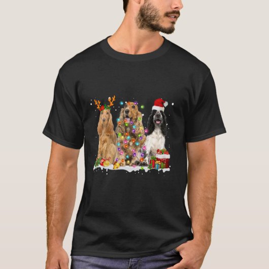 Kerstman Engelse Cocker Spaniel Hond Rendier Kerst T-shirt (Voorkant)