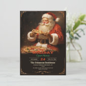 Kerstman eten pizza kaart (Staand voorkant)