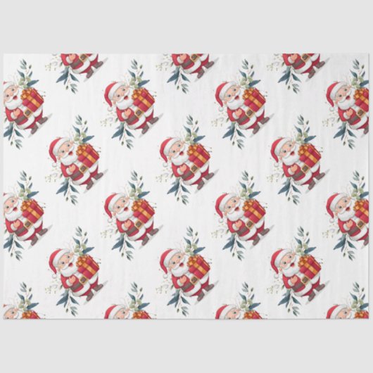 Kerstman & Eucalyptus Kerstmis Tissuepapier (Voorkant)