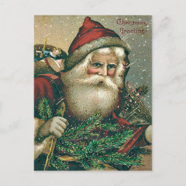 Kerstman Evergreen Zak met Speelgoed Feestdagenkaart