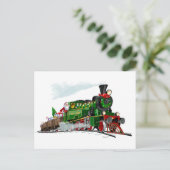 Kerstman expres cartoon briefkaart (Staand voorkant)