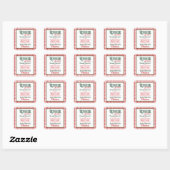 Kerstman expresbezorging geruit vierkante sticker (Vel)