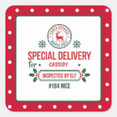 Kerstman Express Rendier express levering gestippe Vierkante Sticker (Voorkant)
