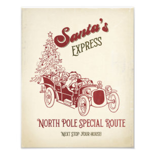 Kerstman Express Vitage Kerstmis Foto Afdruk