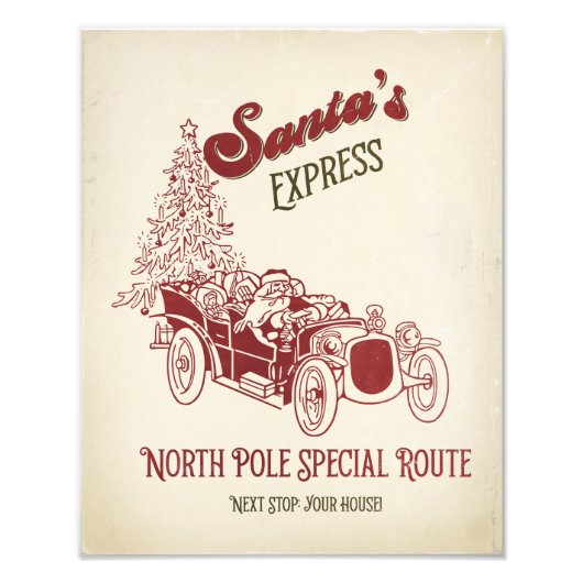 Kerstman Express Vitage Kerstmis Foto Afdruk (Voorkant)