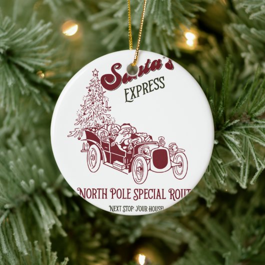 Kerstman Express Vitage Kerstmis Keramisch Ornament (Boom)