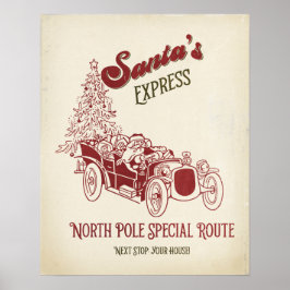 Kerstman Express Vitage Kerstmis Poster