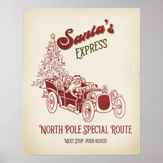 Kerstman Express Vitage Kerstmis Poster (Voorkant)