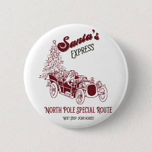 Kerstman Express Vitage Kerstmis Ronde Button 5,7 Cm