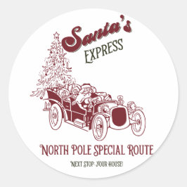 Kerstman Express Vitage Kerstmis Ronde Sticker