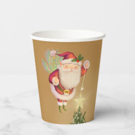 Kerstman Fairy Gouden Papieren Kopjes Bekers