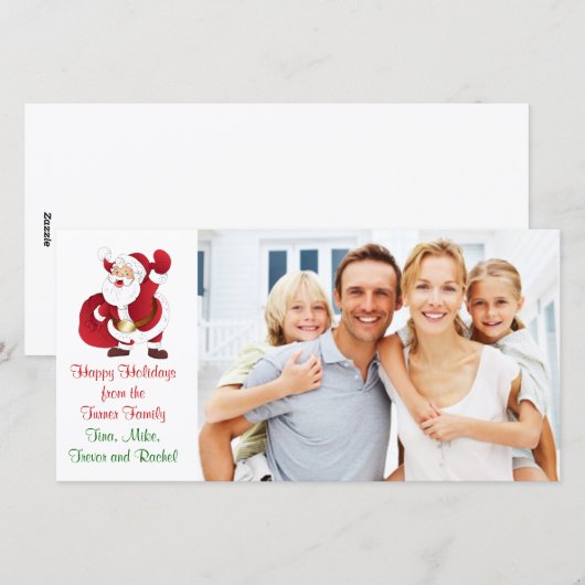 Kerstman Familie Fotokaart Feestdagenkaart (Voorkant / Achterkant)