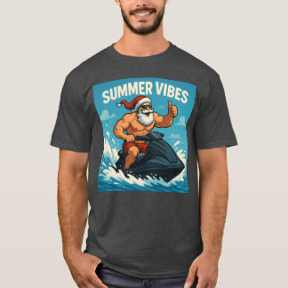 Kerstman familie in de zomer t-shirt
