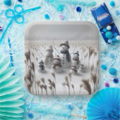 Kerstman familie op het platteland papieren bordje (Feest)