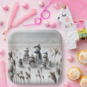 Kerstman familie op het platteland papieren bordje (Feest)