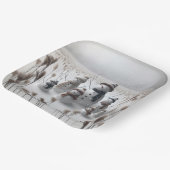 Kerstman familie op het platteland papieren bordje (Gebogen)