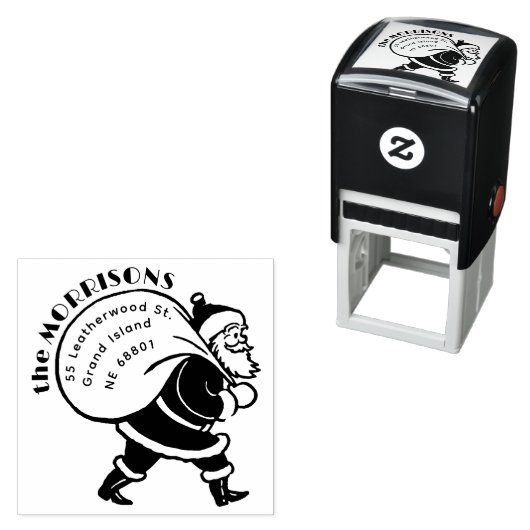  kerstman familie vakantie retour adres  zelfinktende stempel (In situ)