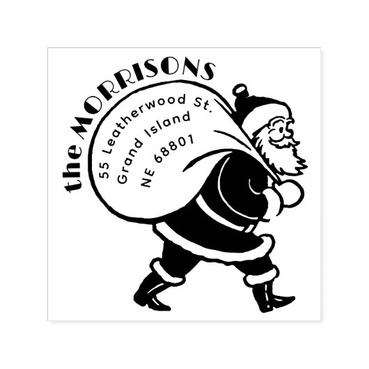  kerstman familie vakantie retour adres  zelfinktende stempel (Design)