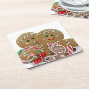Kerstman Familie van Gemberkoekmannetjes Kartonnen Onderzetters