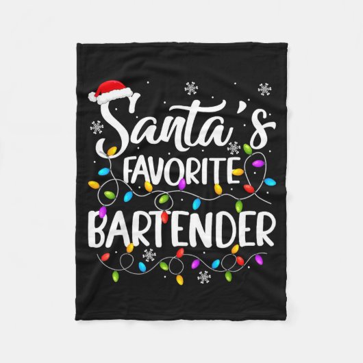 Kerstman Favoriete Barman Kerstverlichting Grappig Fleece Deken (Voorkant)