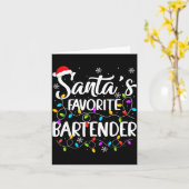 Kerstman Favoriete Bartender Kerstverlichting Grap Kaart (Gele Bloem)