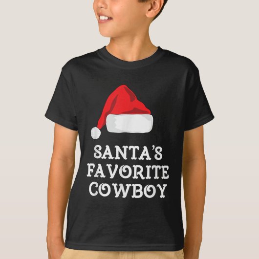 Kerstman Favoriete Cowboy Kersthoed Grappige Kerst T-shirt (Voorkant)