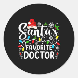 Kerstman Favoriete Dokter Grappige Kerstmiswedstri Ronde Sticker