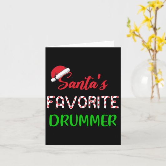 Kerstman Favoriete Drummer Gift Fun Drum Christmas Kaart (Gele Bloem)