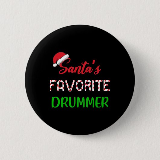 Kerstman Favoriete Drummer Gift Fun Drum Christmas Ronde Button 5,7 Cm (Voorkant)