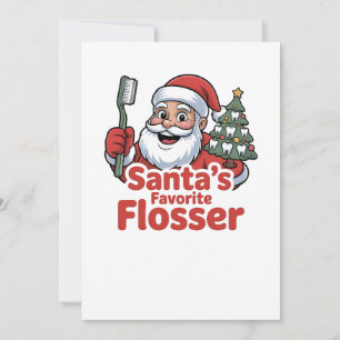 Kerstman Favoriete Flosser Kerst Tandheelkundige T Kaart