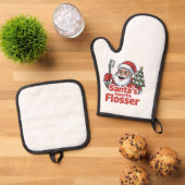 Kerstman Favoriete Flosser Kerst Tandheelkundige T Ovenwant & Pannenlap Set (Top down)