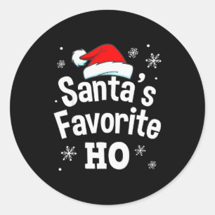 Kerstman favoriete Ho T-shirt voor volwassenen ond Ronde Sticker