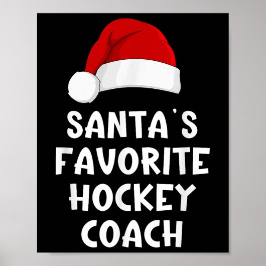 Kerstman Favoriete hockeycoach Funny Xmas Poster (Voorkant)