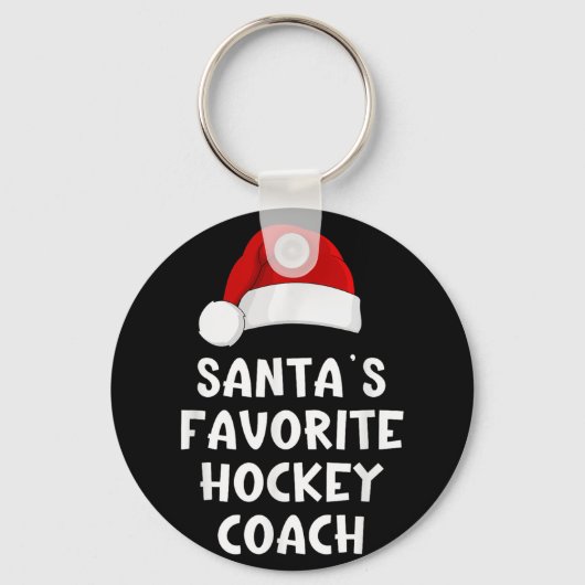 Kerstman Favoriete hockeycoach Funny Xmas Sleutelhanger (Voorkant)