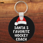 Kerstman Favoriete hockeycoach Funny Xmas Sleutelhanger (Voorkant)