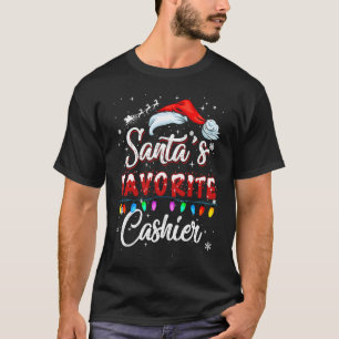 Kerstman Favoriete Kassier Santa Hoed Kerstmis T-shirt